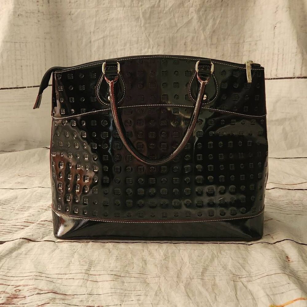 Arcadia Patent Leather Monogram Satchel